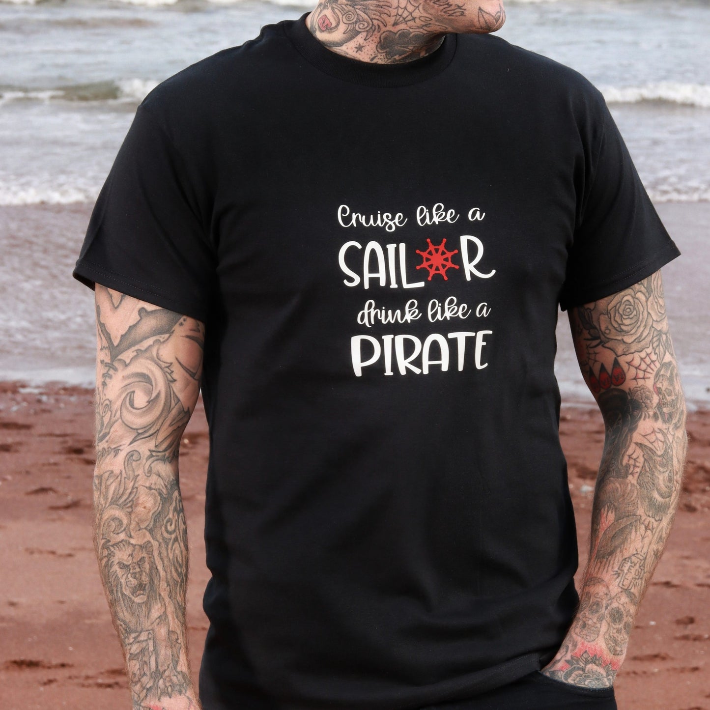 'Cruise Like a Sailor, Drink Like a Pirate' Adults Pirate T-Shirt