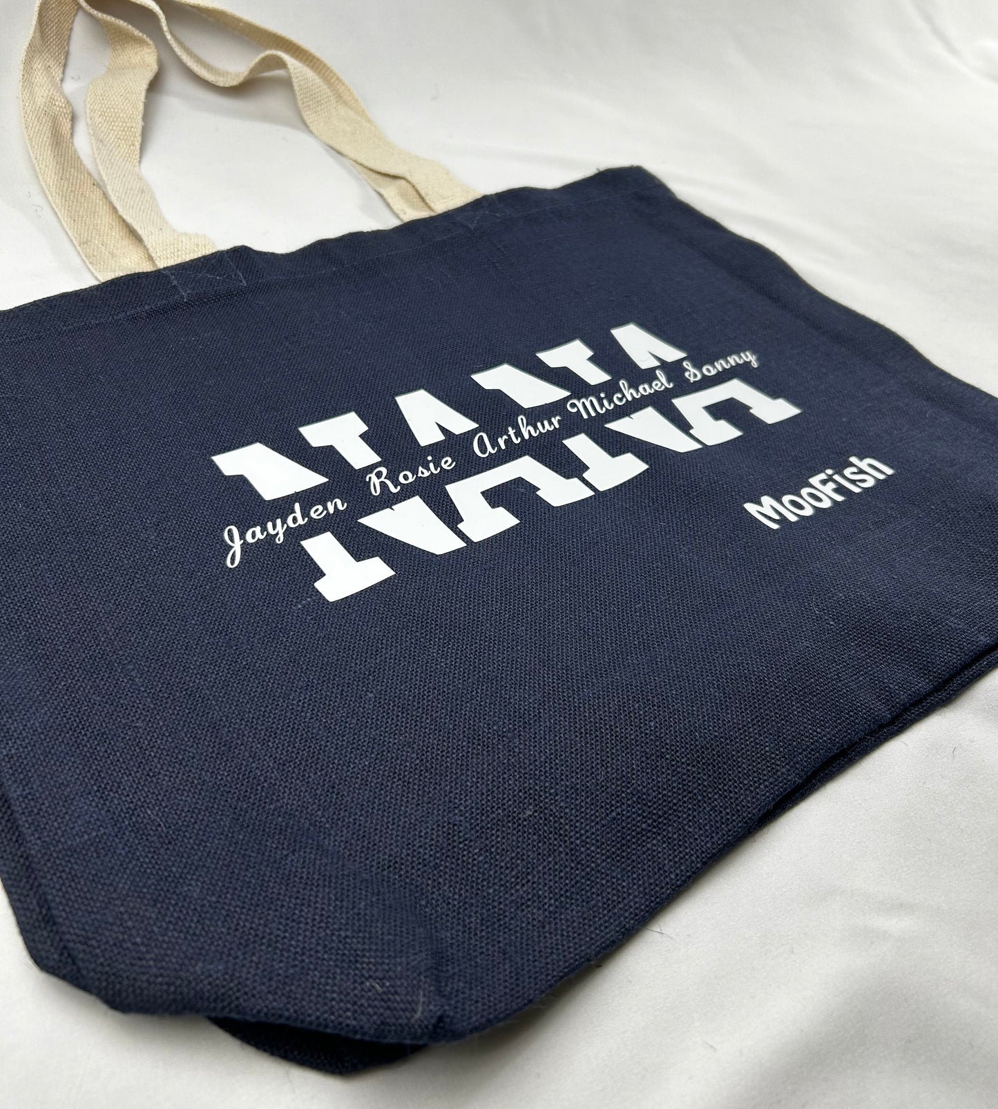 Personalised Jute Shopping Bag with Kids Names for Grandma/Family and many more!