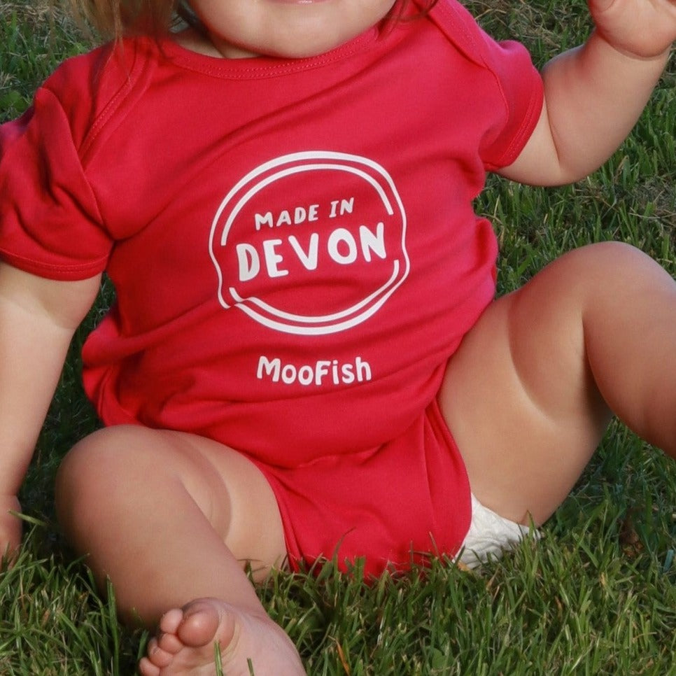 ‘Made in Devon' Baby Vest / Baby Bodysuit in Various Colours